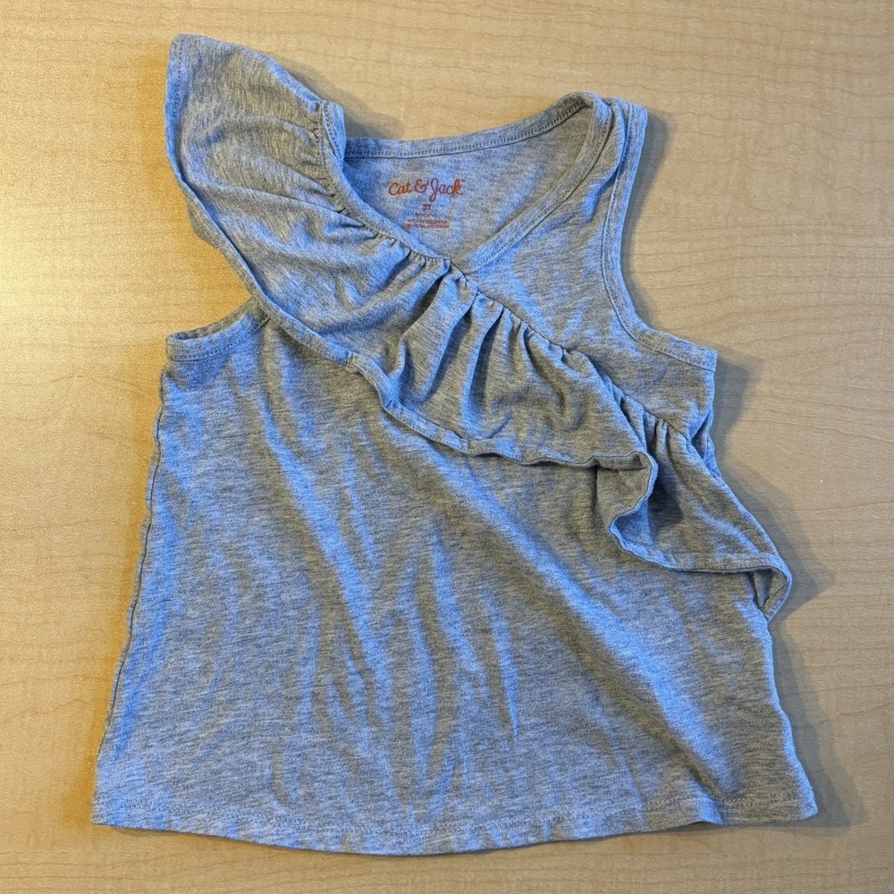 Cat & Jack Gray Ruffle Sleeveless Top Toddler Girls Size 3T